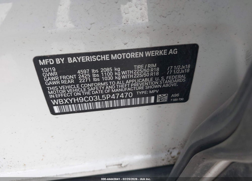 2020 BMW X2 SDRIVE28I VIN: WBXYH9C03L5P47470