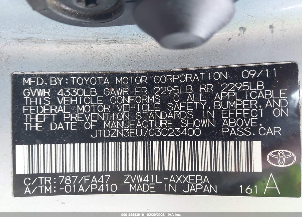 2012 TOYOTA PRIUS V THREE VIN: JTDZN3EU7C3023400