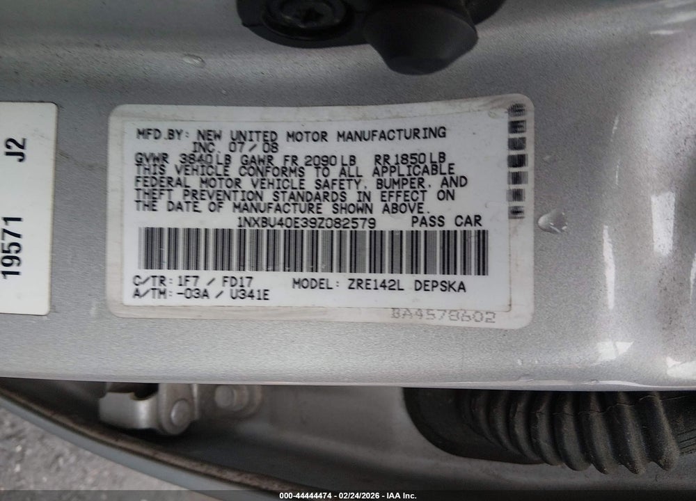 2009 TOYOTA COROLLA S VIN: 1NXBU40E39Z082579