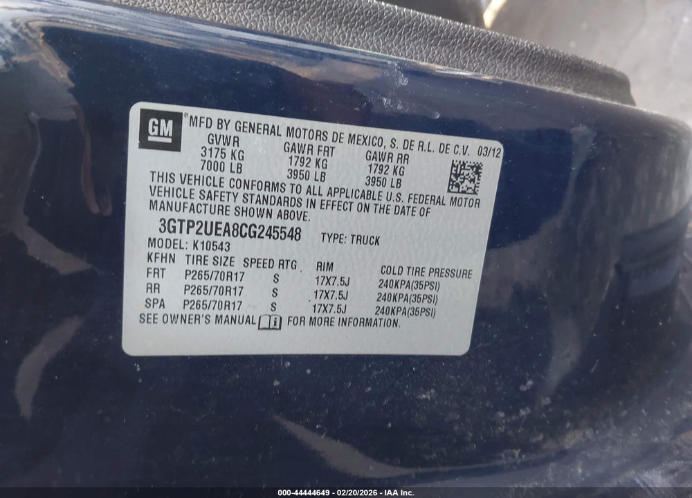 2012 GMC SIERRA 1500 SL VIN: 3GTP2UEA8CG245548