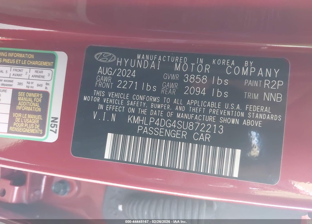 2025 HYUNDAI ELANTRA LIMITED VIN: KMHLP4DG4SU872213