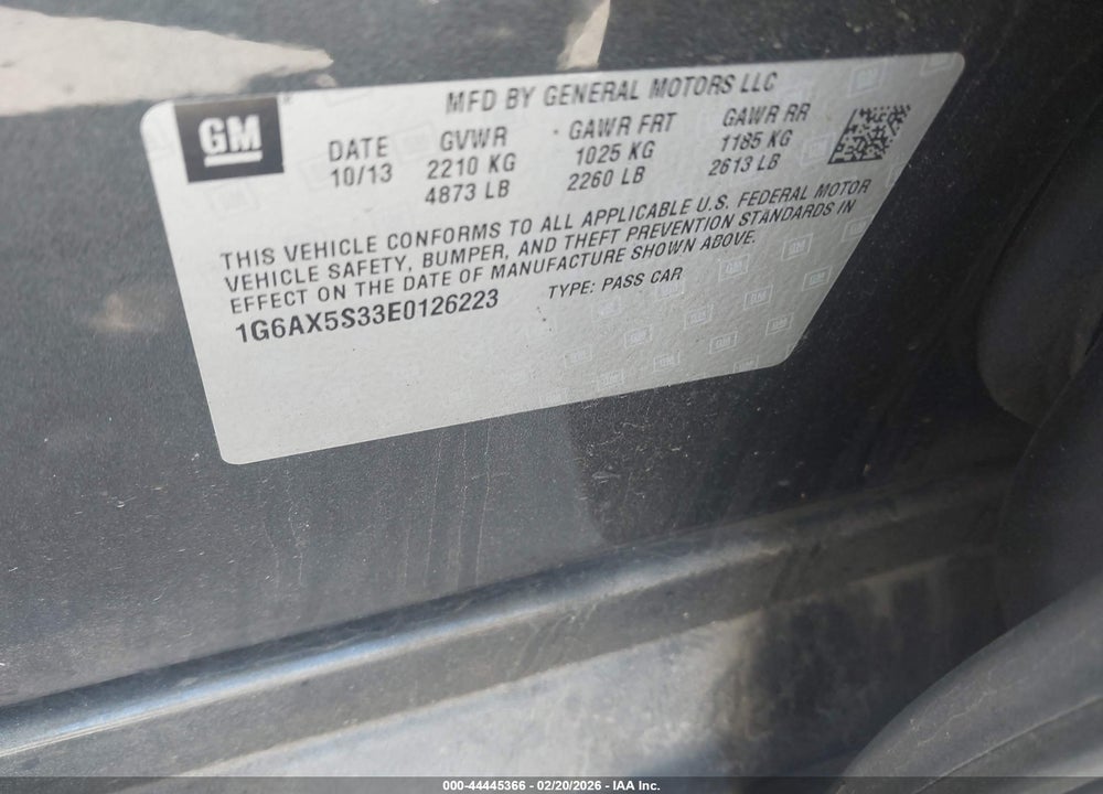 2014 CADILLAC CTS LUXURY VIN: 1G6AX5S33E0126223