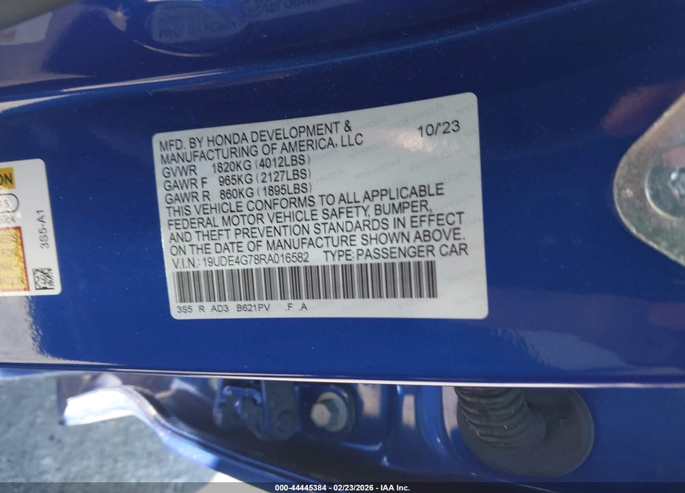 2024 ACURA INTEGRA A-SPEC TECHNOLOGY VIN: 19UDE4G78RA016582