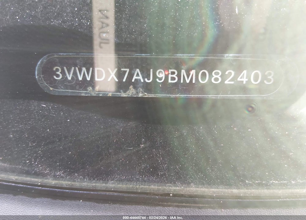 2011 VOLKSWAGEN JETTA 2.5L SE VIN: 3VWDX7AJ9BM082403