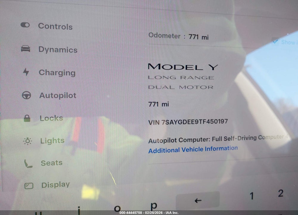 2026 TESLA MODEL Y VIN: 7SAYGDEE9TF450197