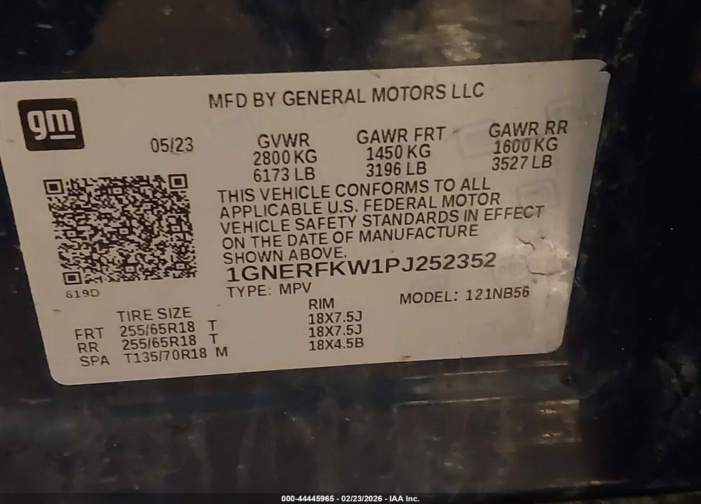 2023 CHEVROLET TRAVERSE FWD LS VIN: 1GNERFKW1PJ252352