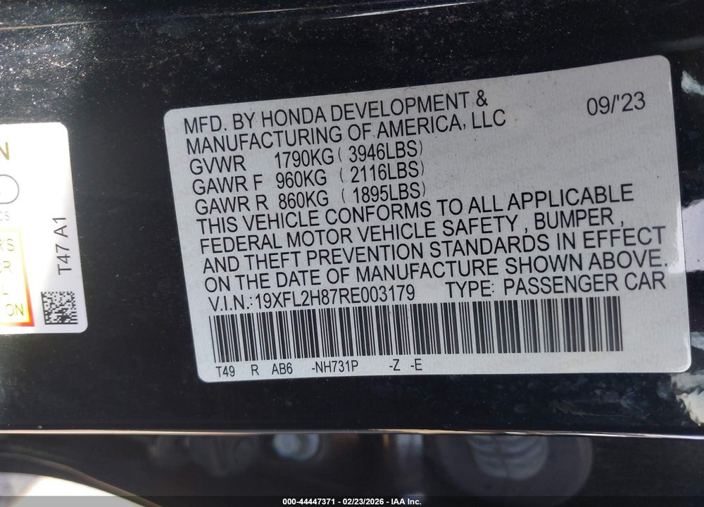 2024 HONDA CIVIC SPORT VIN: 19XFL2H87RE003179