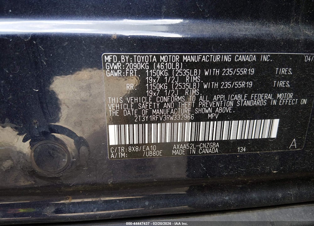 2024 TOYOTA RAV4 LIMITED VIN: 2T3Y1RFV3RW332966