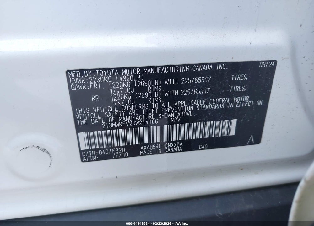 2024 TOYOTA RAV4 HYBRID LE VIN: 2T3MWRFV2RW244166