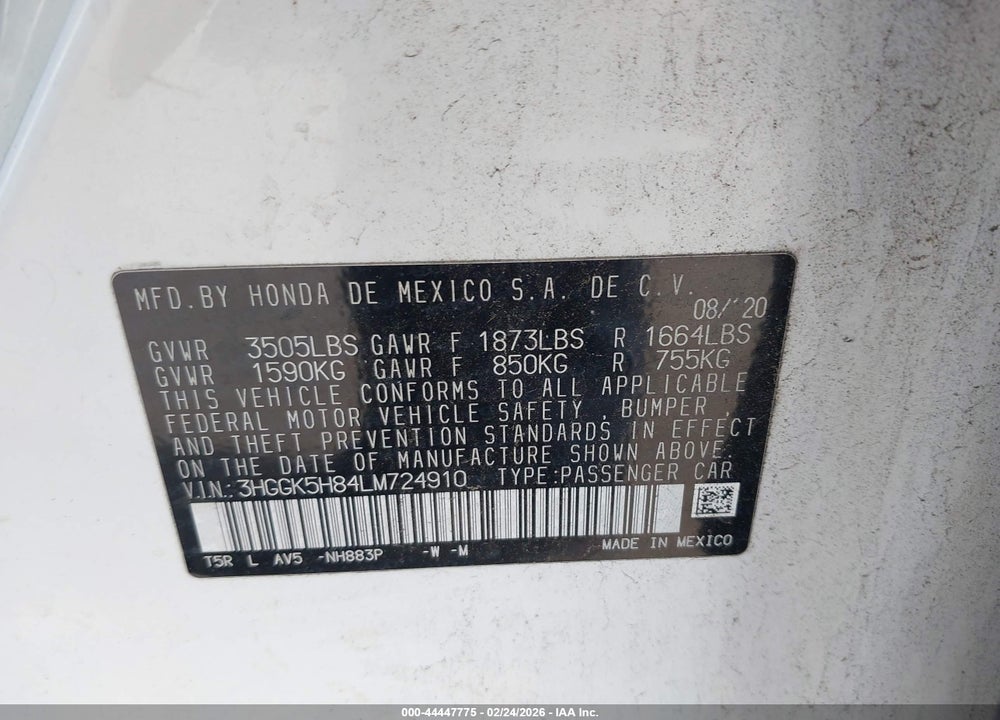 2020 HONDA FIT EX VIN: 3HGGK5H84LM724910