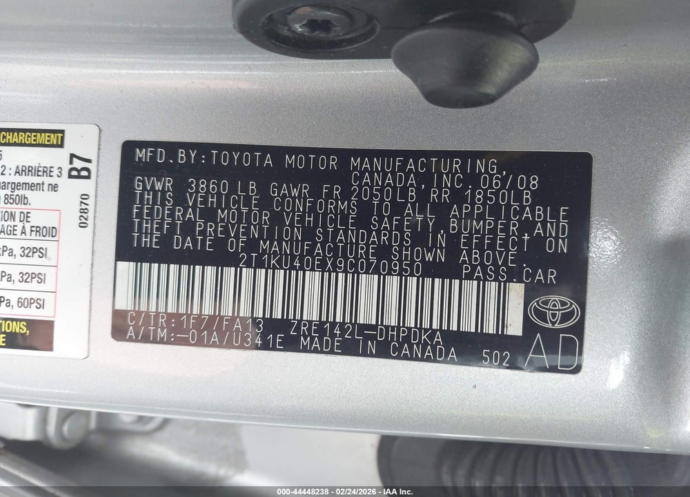 2009 TOYOTA MATRIX VIN: 2T1KU40EX9C070950