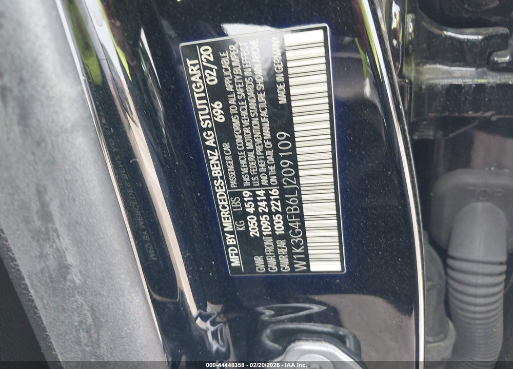 2020 MERCEDES-BENZ A 220 4MATIC VIN: W1K3G4FB6LJ209109