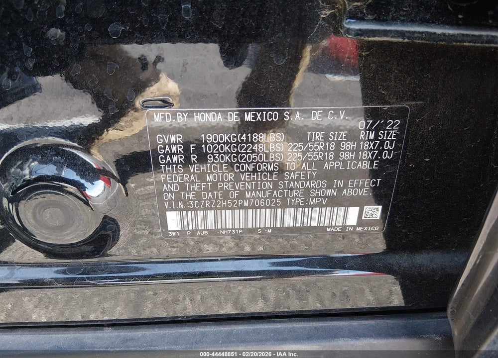 2023 HONDA HR-V AWD SPORT VIN: 3CZRZ2H52PM706025