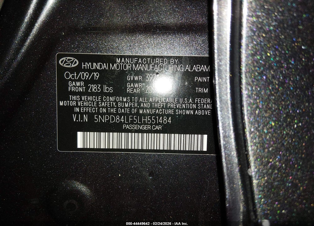 2020 HYUNDAI ELANTRA SE VIN: 5NPD84LF5LH551484