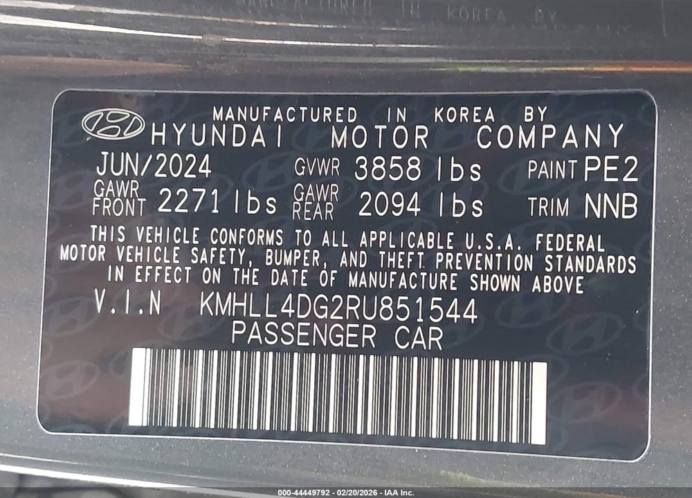 2024 HYUNDAI ELANTRA SE VIN: KMHLL4DG2RU851544