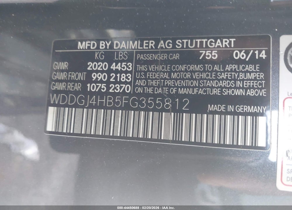2015 MERCEDES-BENZ C 250 VIN: WDDGJ4HB5FG355812