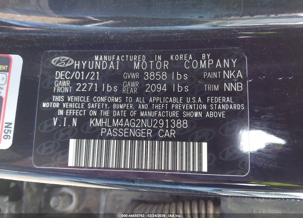 2022 HYUNDAI ELANTRA SEL VIN: KMHLM4AG2NU291388
