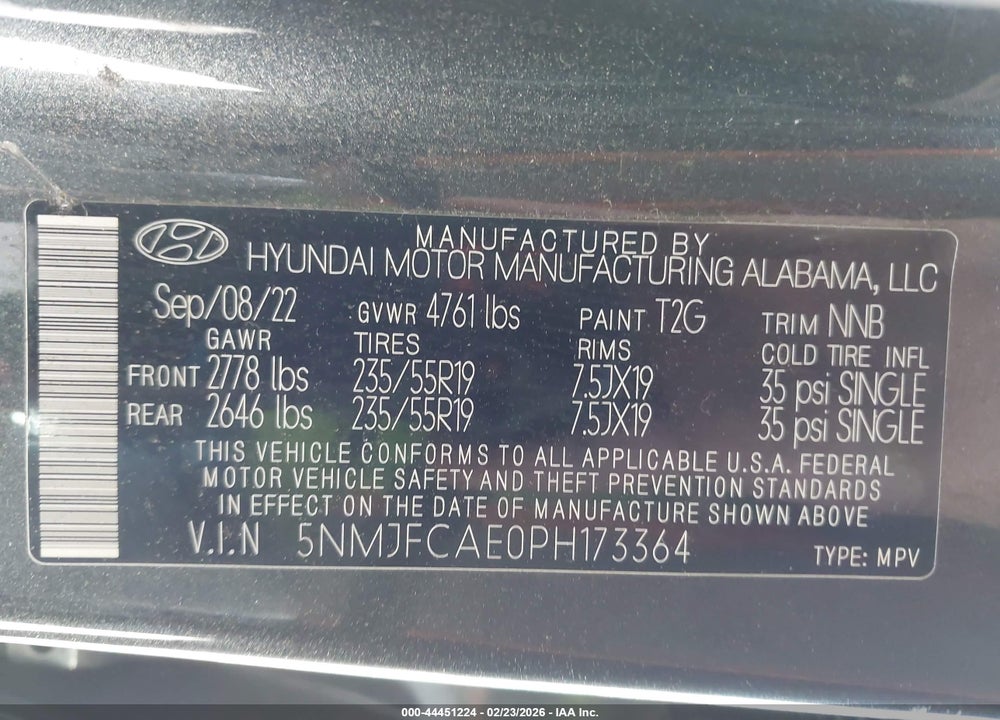 2023 HYUNDAI TUCSON SEL VIN: 5NMJFCAE0PH173364