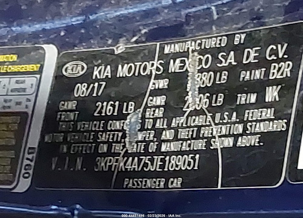 2018 KIA FORTE LX VIN: 3KPFK4A75JE189051