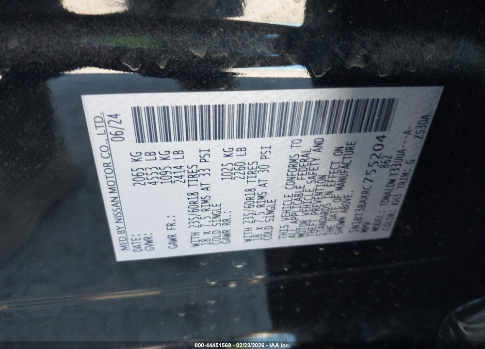 2024 NISSAN ROGUE SV FWD VIN: 5N1BT3BAXRC755204