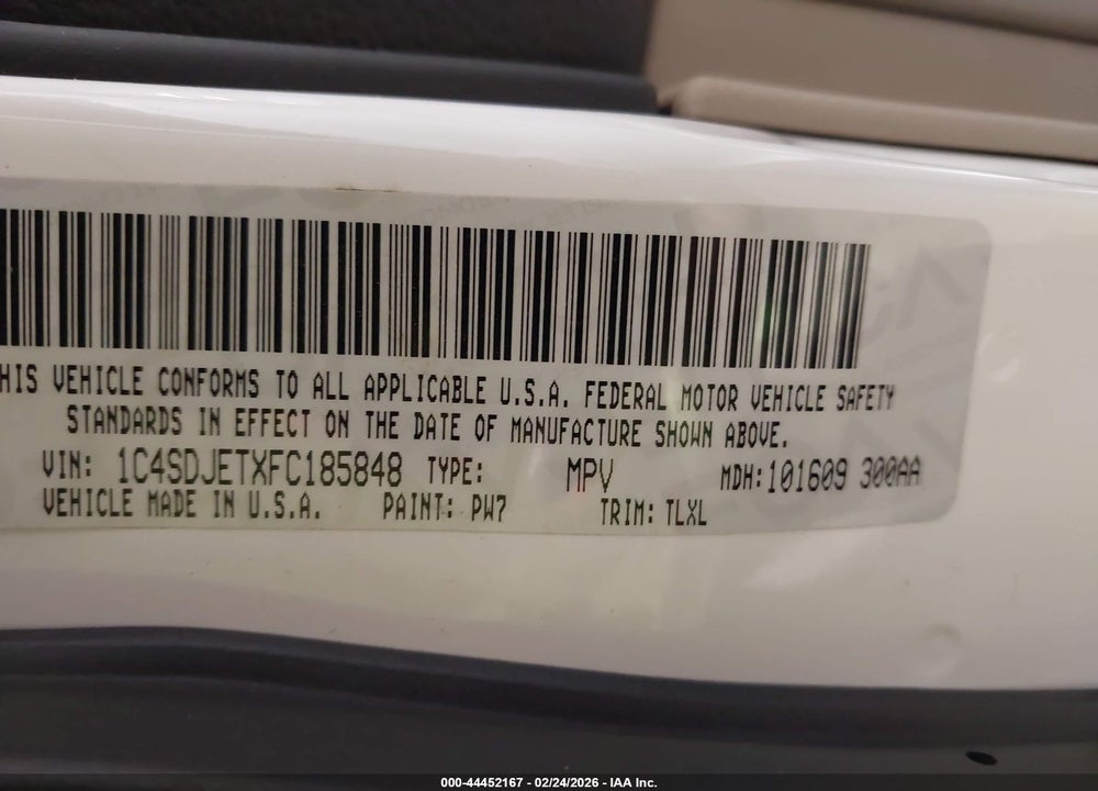 2015 DODGE DURANGO CITADEL VIN: 1C4SDJETXFC185848