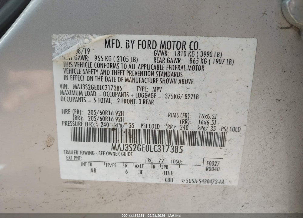 2020 FORD ECOSPORT SE VIN: MAJ3S2GE0LC317385
