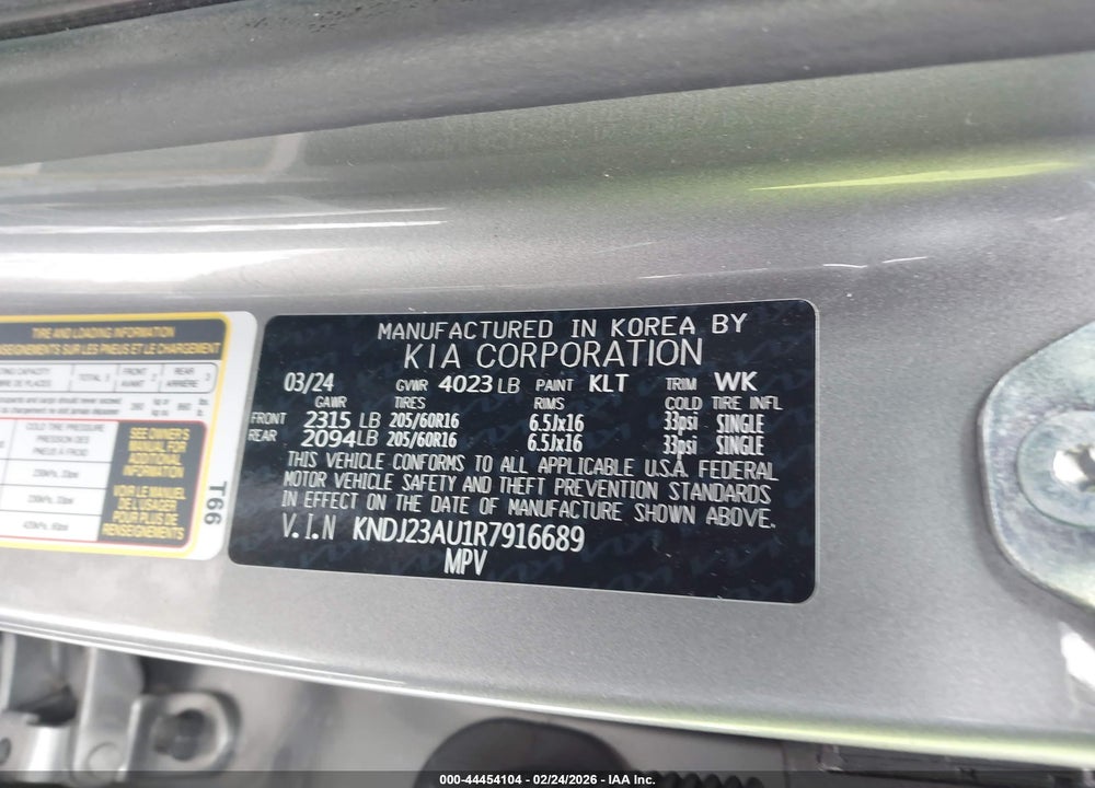 2024 KIA SOUL LX VIN: KNDJ23AU1R7916689