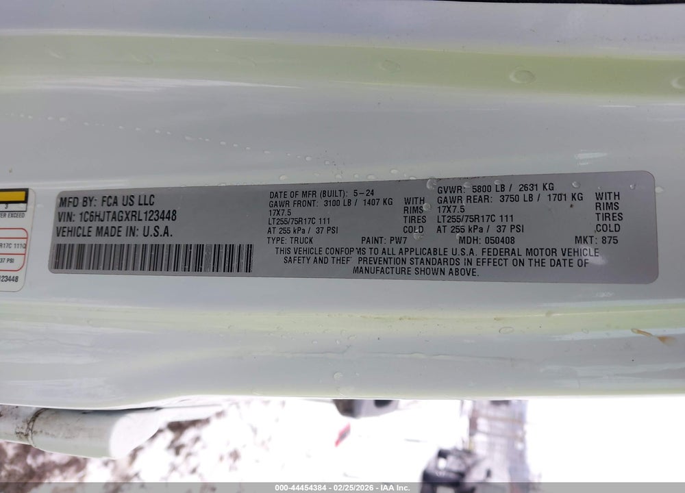 2024 JEEP GLADIATOR WILLYS VIN: 1C6HJTAGXRL123448