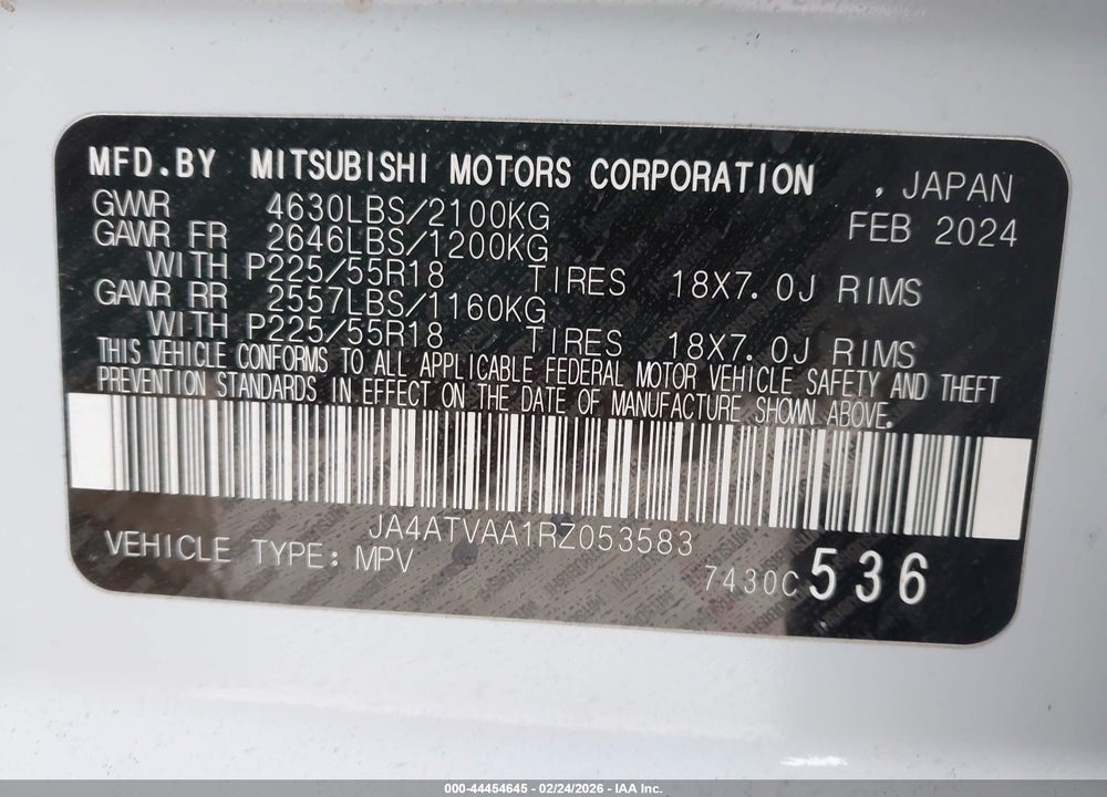 2024 MITSUBISHI ECLIPSE CROSS RALLIART S-AWC VIN: JA4ATVAA1RZ053583
