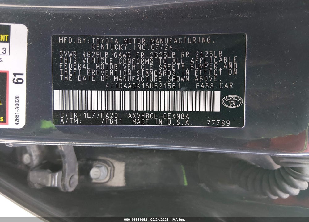 2025 TOYOTA CAMRY LE VIN: 4T1DAACK1SU521561