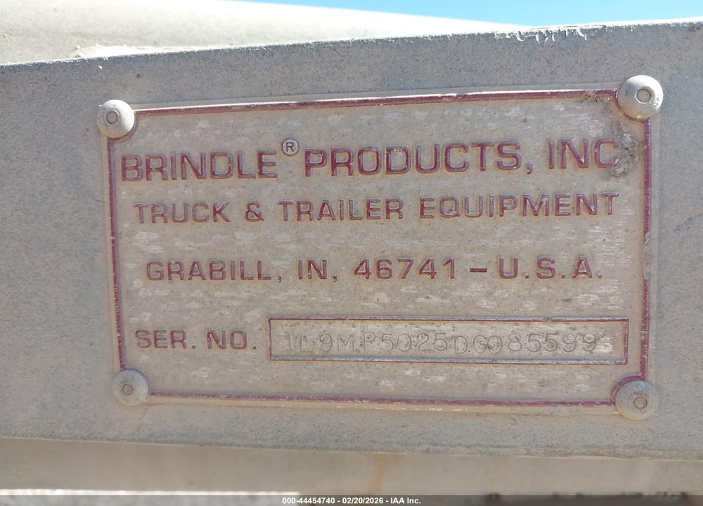 2013 TRAILER BRINDLE VIN: 1L9MP5025DG085599