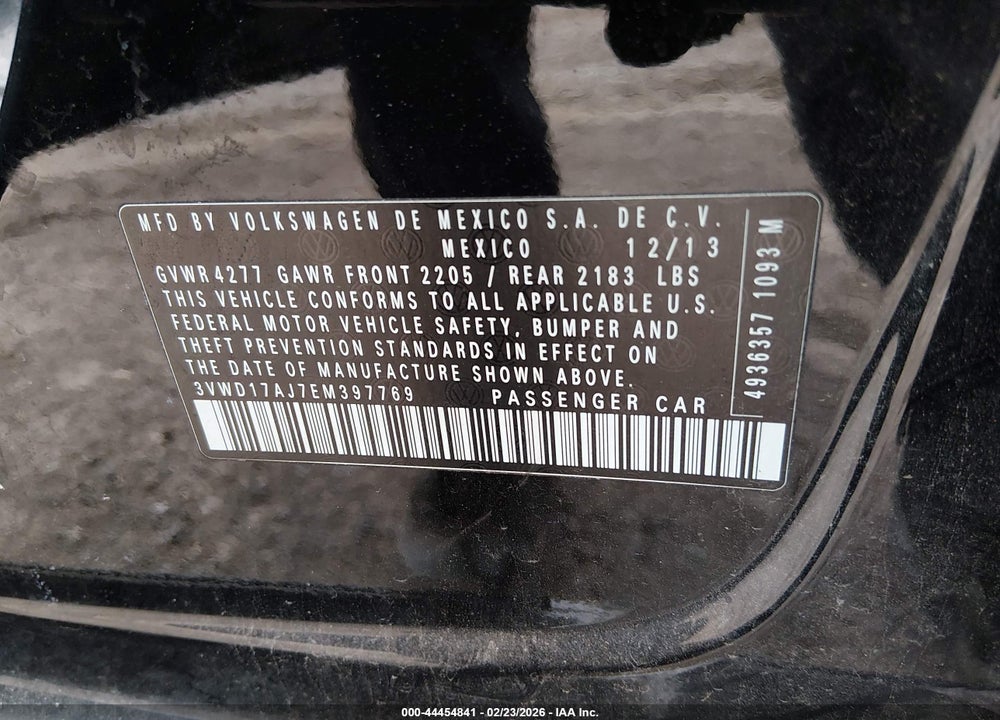 2014 VOLKSWAGEN JETTA 1.8T SE VIN: 3VWD17AJ7EM397769