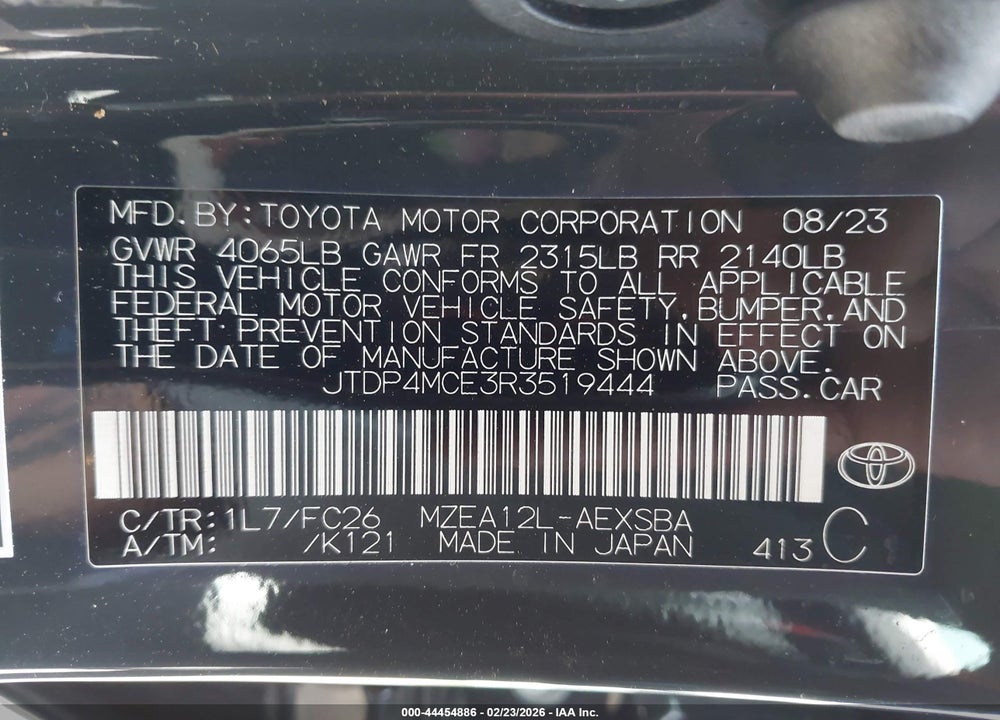 2024 TOYOTA COROLLA SE VIN: JTDP4MCE3R3519444