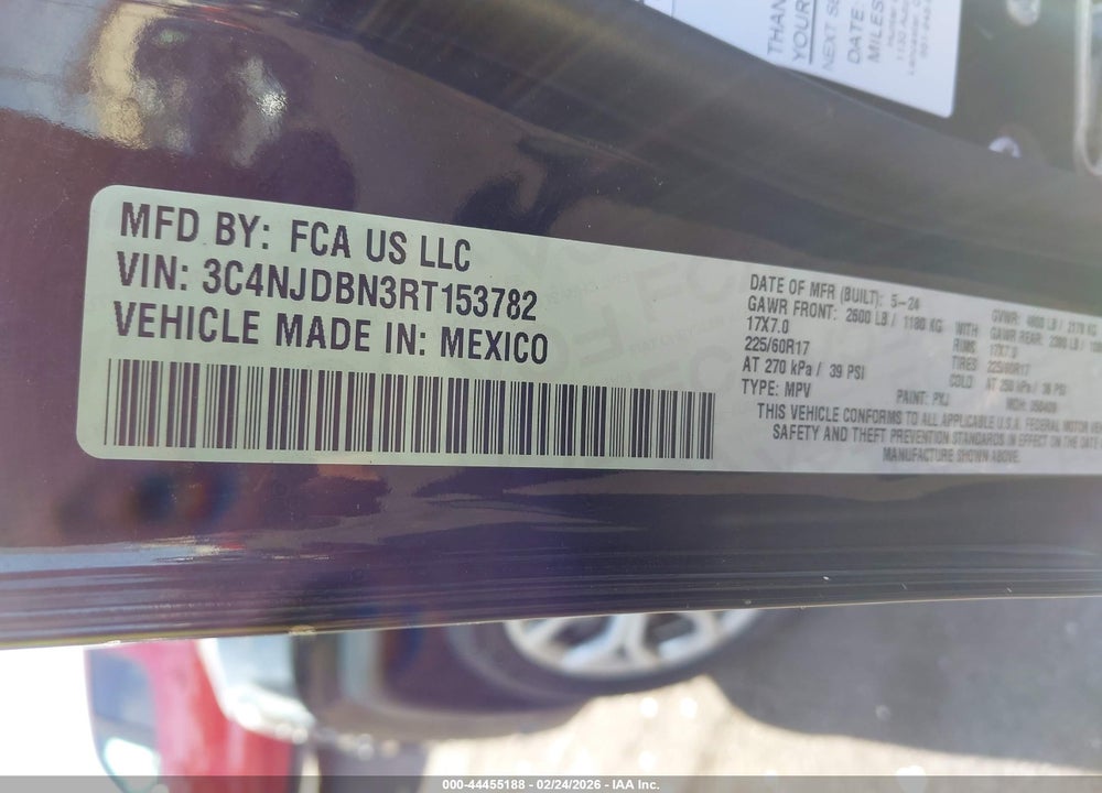 2024 JEEP COMPASS LATITUDE 4X4 VIN: 3C4NJDBN3RT153782
