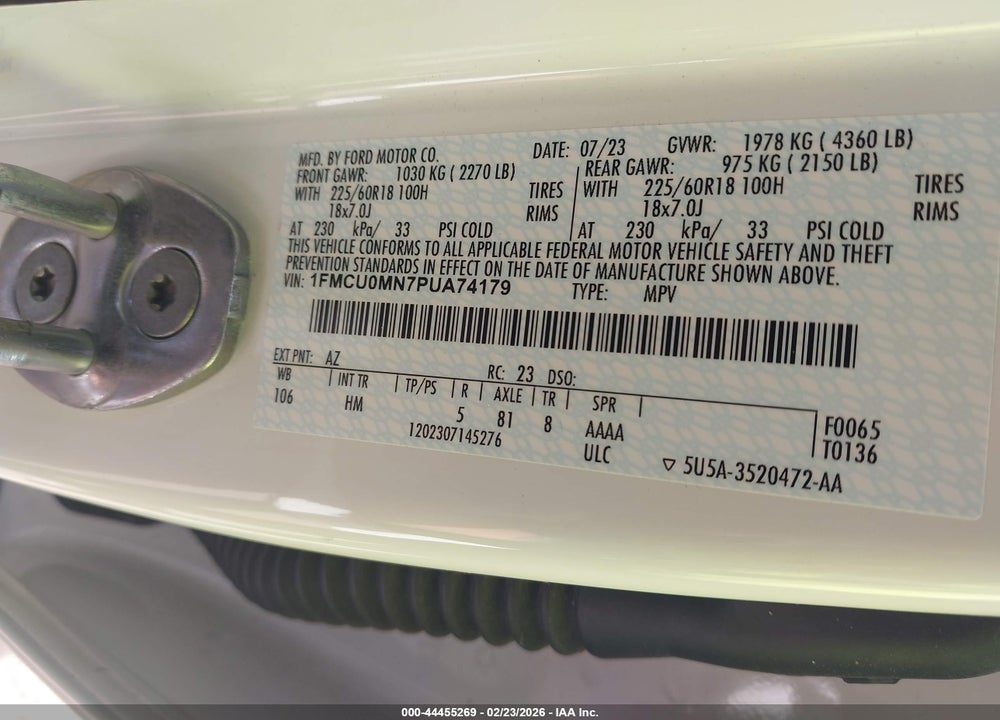 2023 FORD ESCAPE ST-LINE VIN: 1FMCU0MN7PUA74179