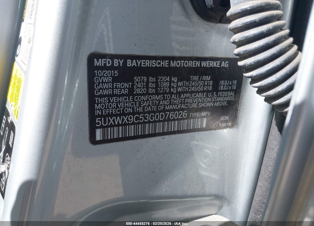 2016 BMW X3 XDRIVE28I VIN: 5UXWX9C53G0D76026