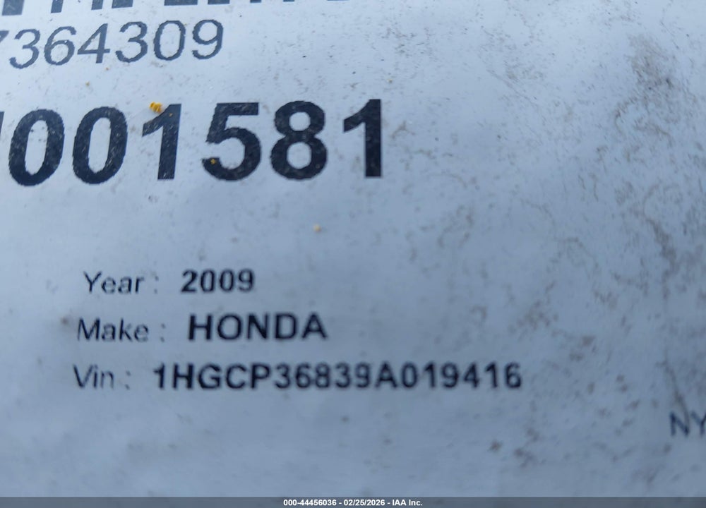 2009 HONDA ACCORD 3.5 EX-L VIN: 1HGCP36839A019416