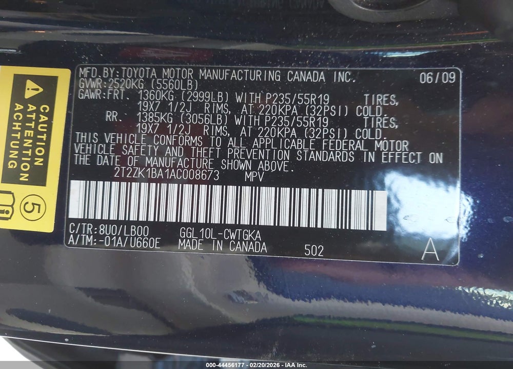 2010 LEXUS RX 350 VIN: 2T2ZK1BA1AC008673