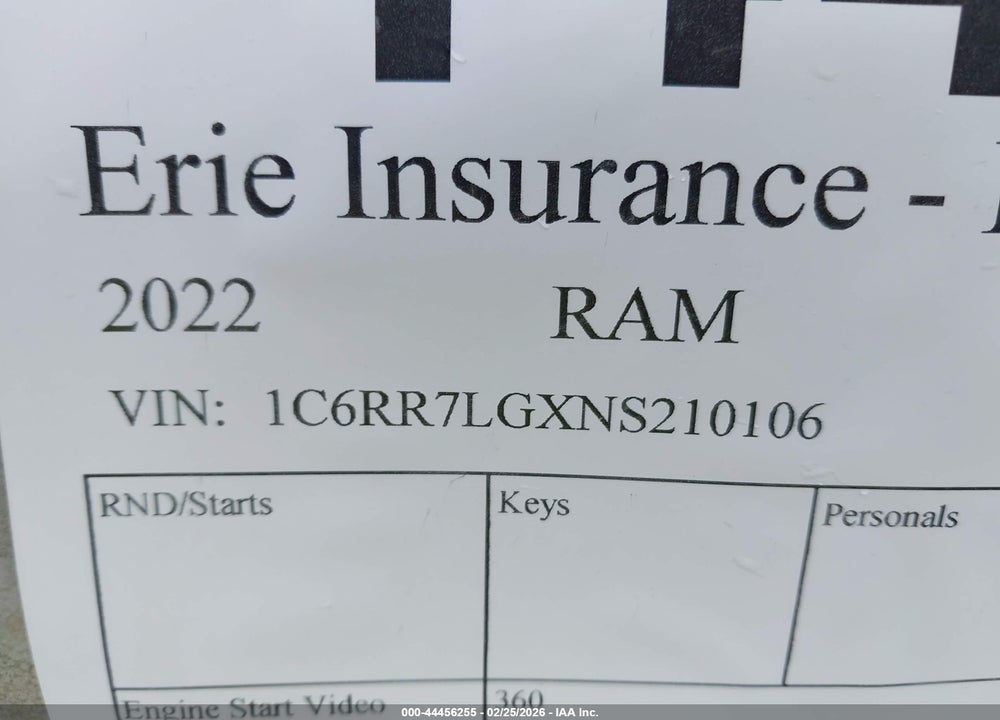 2022 RAM 1500 CLASSIC VIN: 1C6RR7LGXNS210106