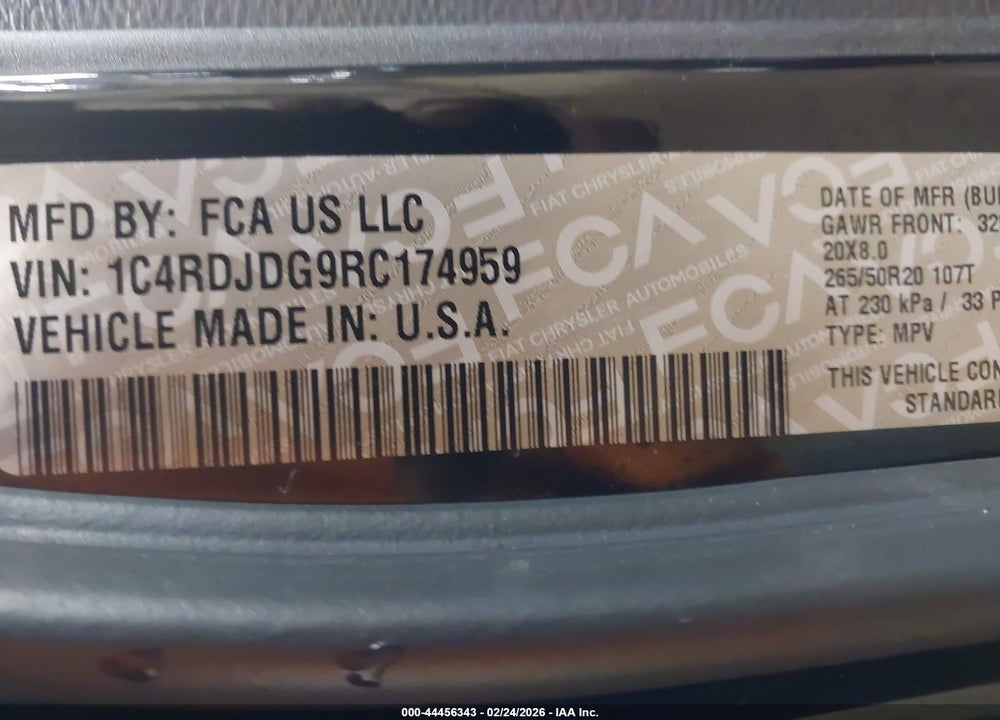 2024 DODGE DURANGO GT PLUS AWD VIN: 1C4RDJDG9RC174959