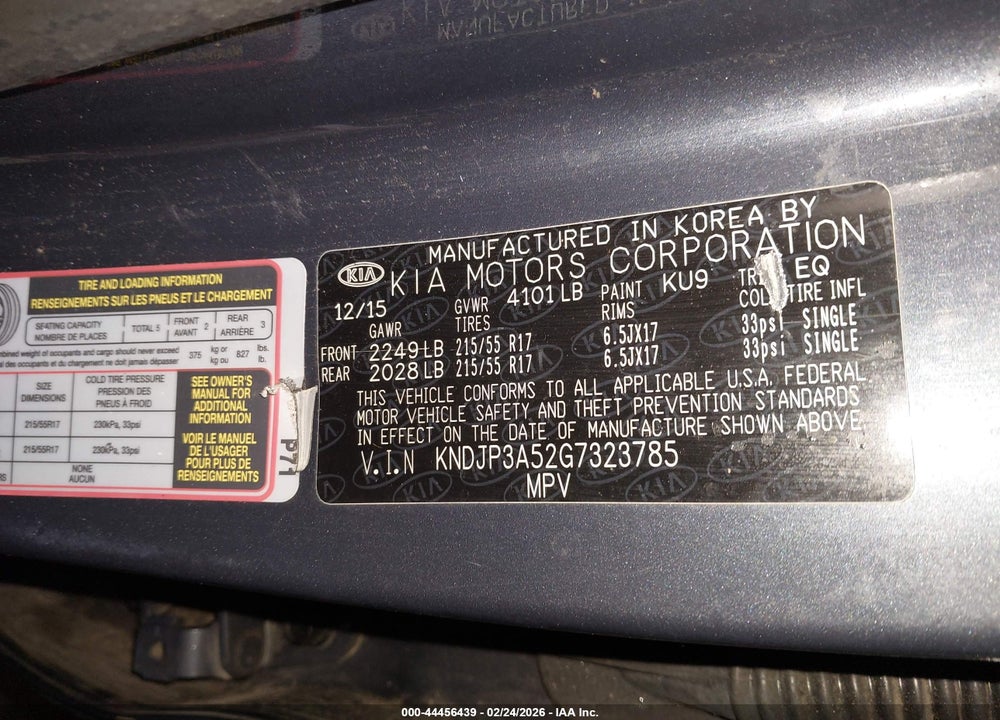 2016 KIA SOUL + VIN: KNDJP3A52G7323785