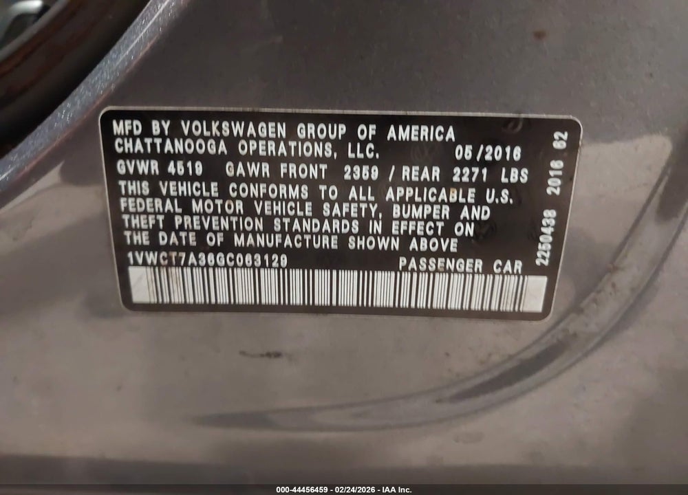2016 VOLKSWAGEN PASSAT 1.8T SEL VIN: 1VWCT7A36GC063129