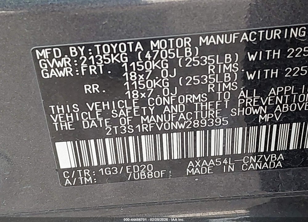2022 TOYOTA RAV4 TRD OFF ROAD VIN: 2T3S1RFV0NW289395