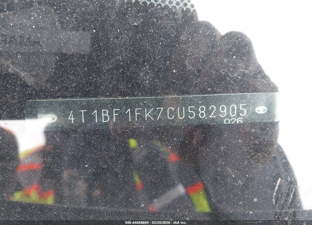 2012 TOYOTA CAMRY L VIN: 4T1BF1FK7CU582905