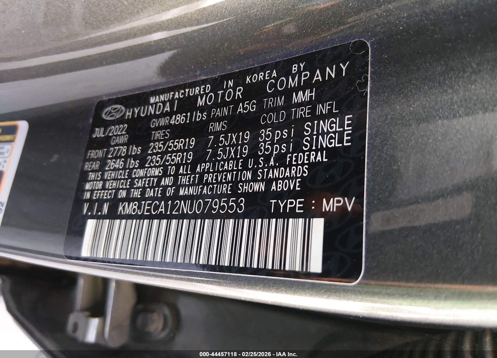 2022 HYUNDAI TUCSON HYBRID LIMITED VIN: KM8JECA12NU079553