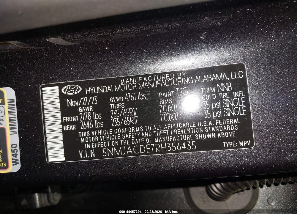 2024 HYUNDAI TUCSON SE VIN: 5NMJACDE7RH356435