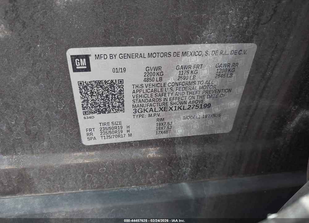 2019 GMC TERRAIN DENALI VIN: 3GKALXEX1KL275199