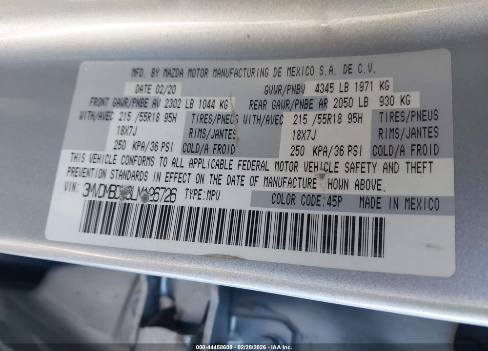 2020 MAZDA CX-30 PREFERRED PACKAGE VIN: 3MVDMBDL8LM126726