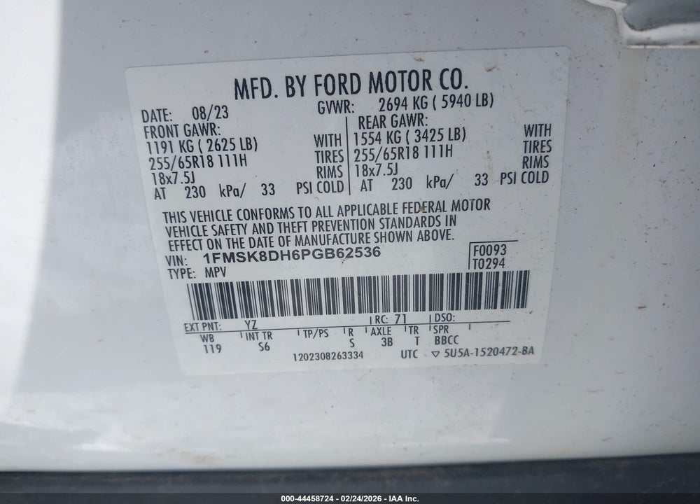 2023 FORD EXPLORER XLT VIN: 1FMSK8DH6PGB62536