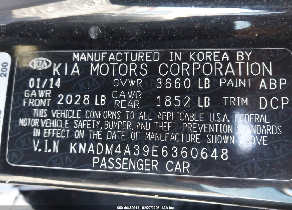 2014 KIA RIO LX VIN: KNADM4A39E6360648